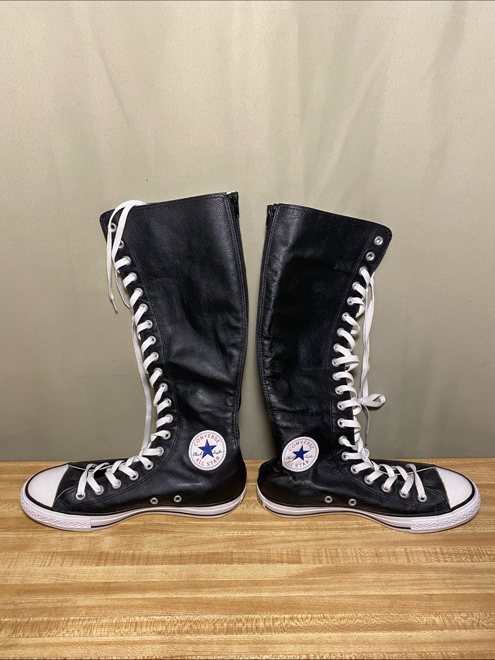 Converse All Star Chuck Taylor Knee High XXHI Black Leather shoes (117885) W8/M6 - Picture 5 of 9